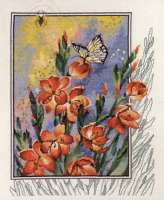 Набор для вышивания PERMIN арт.70-4180 Паучок, бабочка в цветах