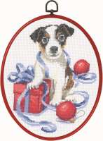 Набор для вышивания PERMIN арт.92-6611 Рождественский щенок
