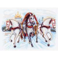 Рисунок на канве МАТРЕНИН ПОСАД арт.37х49 - 1539 Тройка лошадей