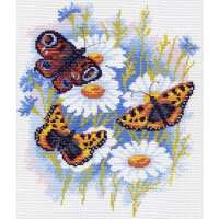 Рисунок на канве МАТРЕНИН ПОСАД арт.28х37 - 0624-1 Бабочки на ромашках
