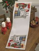 Набор для вышивания дорожки PERMIN арт 75-6621 "Санта с кошкой"