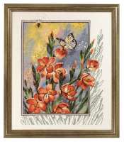 Набор для вышивания PERMIN арт 90-4180 "Паучок, бабочка в цветах"